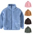 thumbnail image 1 of HCYSFG Girls Fleece Jackets Stand Collar Long Sleeve Full Zip Side Pockets Elastic Cuffs Relaxed Fit Winter Coat Warm Tops, 1 of 9