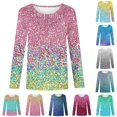 thumbnail image 1 of HCYSFG Girls Glitter Print T Shirts Crewneck Long Sleeve Sparkle Effect Graphic Regular Fit Casual Blouse Everyday Tops, 1 of 4