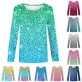 thumbnail image 1 of HCYSFG Girls Glitter Print T Shirts Crewneck Long Sleeve Sparkle Effect Graphic Regular Fit Casual Blouse Everyday Tops, 1 of 4