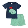 thumbnail image 1 of HCYSFG Girls Golf Applique Outfit Sets 2 Piece Clothing Sets Crewneck Short Sleeve T Shirt And Gingham Shorts Matching Sets, 1 of 4