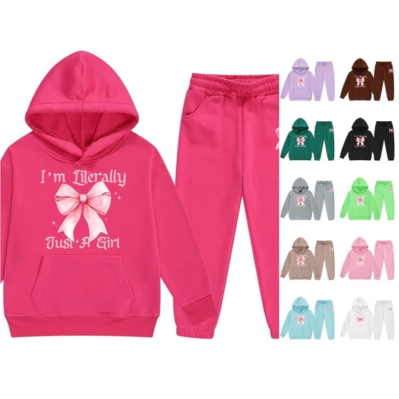 HCYSFG Girls Graphic Print Tracksuit Sets 2 Piece Fleece Long Sleeve Hooded Sweatsuit Sets Hoodie And Jogger Pants Matching Sets