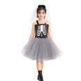 thumbnail image 1 of HCYSFG Girls Halloween Skeleton Sets 3 Piece Tutu Dress Cosplay Outfit Sleeveless Skull Print Accessories Party, 1 of 9