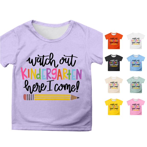 HCYSFG Girls Kindergarten T Shirts Watch Out Kindergarten Letter Graphic Crewneck Short Sleeve Back To School Graphic Tees Classroom Tops