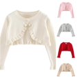 thumbnail image 1 of HCYSFG Girls Ruffle Cardigan Sweater Open Front Long Sleeve Single Button Cropped Dressy Shrug Elegant Party Knit Tops, 1 of 4