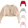 thumbnail image 1 of HCYSFG Girls Ruffle Cardigan Sweater Open Front Long Sleeve Single Button Cropped Dressy Shrug Elegant Party Knit Tops, 1 of 4