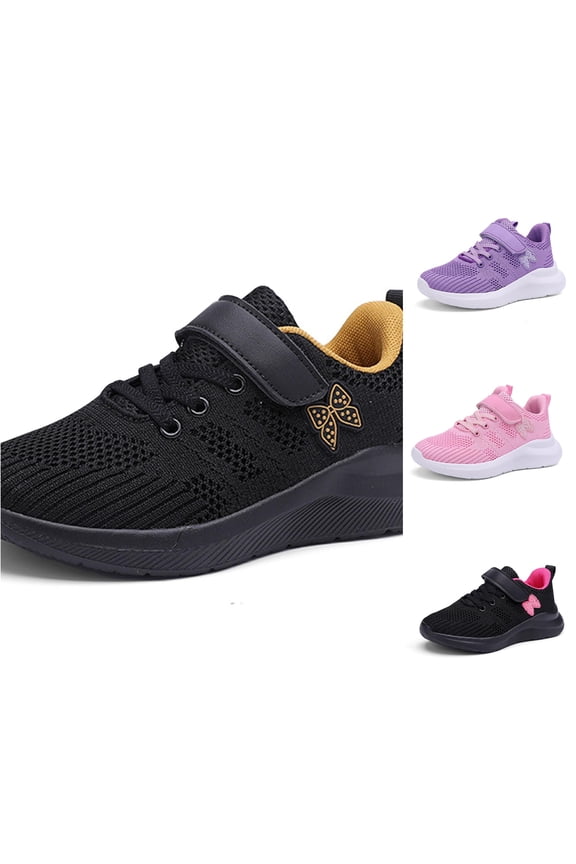 Girls Sneakers Breathable Net Mesh Upper Athletic Shoes Lightweight Cushioning Soft Sole School Student Running Shoes Kids Footwear