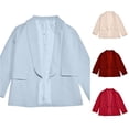thumbnail image 1 of HCYSFG Girls Solid Color Blazer Open Front Notch Neck 3/4 Sleeve Ruched Flap Pockets Classic Jacket Dressy Suit Coat, 1 of 9