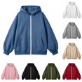thumbnail image 1 of HCYSFG Girls Solid Color Fleece Hoodie Zip Up Long Sleeve Front Pocket Warm Lined Sweatshirt Fall Winter Outdoor Wear Pullover, 1 of 4
