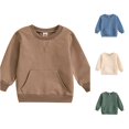 thumbnail image 1 of HCYSFG Girls Solid Color Sweatshirt with Pockets Long Sleeve Crewneck Pullover Casual Style Classic Fall Top, 1 of 6
