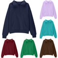 thumbnail image 1 of HCYSFG Girls Solid Color Sweatshirts Neck Long Sleeve Relaxed Fit Half Zip Ribbed Pullovers Drop Shoulder Everyday Tops, 1 of 4