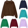 thumbnail image 1 of HCYSFG Girls Solid Color Sweatshirts Neck Long Sleeve Relaxed Fit Half Zip Ribbed Pullovers Drop Shoulder Everyday Tops, 1 of 4