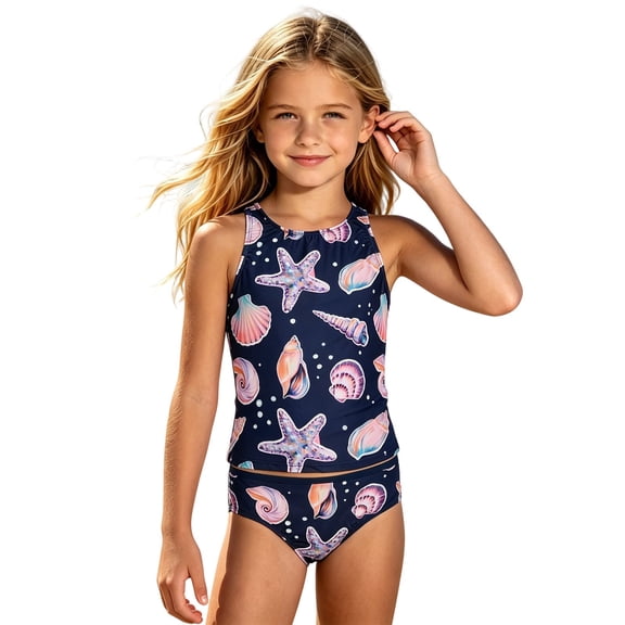 HCYSFG Girls Swimsuit 2 Piece Bathing Suit Summer Ocean Life Marine Animal Split Tankini Swimwear