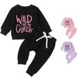 thumbnail image 1 of HCYSFG Girls Wild Like My Curls Tracksuit Sets 2 Piece Sweatshirt And Jogger Pants Long Sleeve Crewneck Sweatsuit Sets Drawstring Waist Matching Sets, 1 of 5