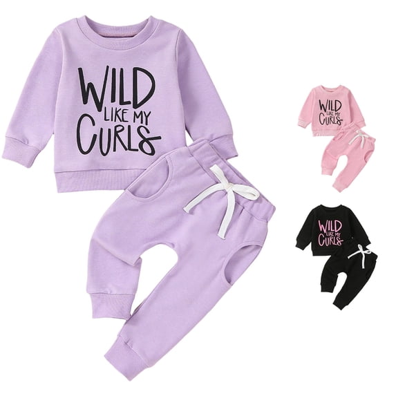 HCYSFG Girls Wild Like My Curls Tracksuit Sets 2 Piece Sweatshirt And Jogger Pants Long Sleeve Crewneck Sweatsuit Sets Drawstring Waist Matching Sets