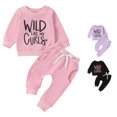 thumbnail image 1 of HCYSFG Girls Wild Like My Curls Tracksuit Sets 2 Piece Sweatshirt And Jogger Pants Long Sleeve Crewneck Sweatsuit Sets Drawstring Waist Matching Sets, 1 of 5