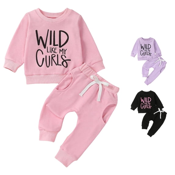HCYSFG Girls Wild Like My Curls Tracksuit Sets 2 Piece Sweatshirt And Jogger Pants Long Sleeve Crewneck Sweatsuit Sets Drawstring Waist Matching Sets