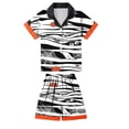 thumbnail image 1 of HCYSFG Kids Halloween Matching Sets 2 Piece Mummy Eye Print Short Sleeve Notch Neck Top Elastic Waist Shorts Pajamas Sleepwear Set, 1 of 4
