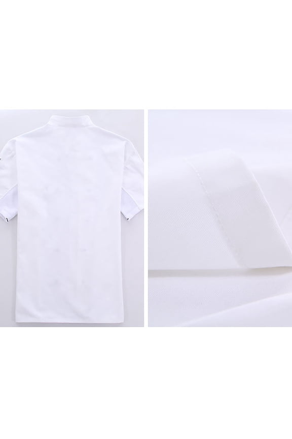 Men Professional Workwear Shirt Short Sleeve Stand Collar Breathable Button Up Chef Uniform Daily Wear Summer Comfort Soft Tee Cook Classic Top
