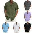 thumbnail image 1 of HCYSFG Men Solid Color Pocket Button Down Shirt Fashion Regular Fit Short Sleeve Top Classic Casual Beach Holiday Daily Wearing Tee, 1 of 5