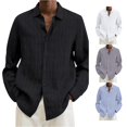 thumbnail image 1 of HCYSFG Men Textured Striped Button Up Shirt Regular Fit Casual Long Sleeve Top Classic Point Collar Comfort Smart Business Tee, 1 of 8