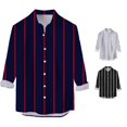 thumbnail image 1 of HCYSFG Men's Vertical Striped Button Down Shirt Casual Long Sleeve Lapel Collar Shirt Jacket Shacket Vintage Retro Trendy Style Essentials Basics Tee, 1 of 4