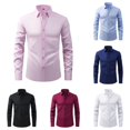 thumbnail image 1 of HCYSFG Mens Big And Tall Solid Color Shirt Button Front Notch Neck Long Sleeve Wrinkle Resistant Business Top Formal Dress Shirt, 1 of 3