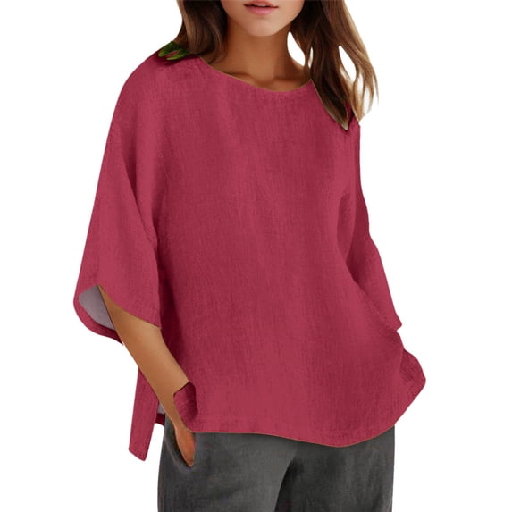 HCYSFG Plus Size Blouses for Women Summer Chiffon 3/4sleeve Tunic Tops Dressy Scoop Neck Casual Loose Flowy Shirts