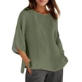 thumbnail image 1 of HCYSFG Plus Size Blouses for Women Summer Chiffon 3/4sleeve Tunic Tops Dressy Scoop Neck Casual Loose Flowy Shirts, 1 of 5