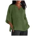 thumbnail image 1 of HCYSFG Plus Size Blouses for Women Summer Chiffon 3/4sleeve Tunic Tops Dressy V Neck Casual Loose Flowy Shirts, 1 of 3