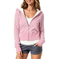 thumbnail image 1 of HCYSFG Polka Dot Jacket For Women Drawstring Hooded Long Sleeve Full Zip Fleece Thermal Soft Loose Fit Y2K Streetwear Crop Winter Sweatshirts, 1 of 6