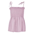 thumbnail image 1 of HCYSFG Ruffle Smocked Tank Tops for Women Summer Square Neck Sleeveless Tops Tie Shoulder Spaghetti Strap Blouse Peplum Cami Shirts, 1 of 5