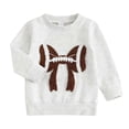 thumbnail image 1 of HCYSFG Toddler Girls Embroidered Sweatshirts Football Bow Crewneck Long Sleeve Loose Fit Casual Shirts Ribbed Pullover Tops, 1 of 3