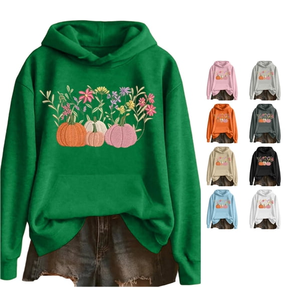 HCYSFG Women Halloween Hoodies Retro Graphic Oversized Long Sleeve Sweatshirt Casual Drawstring Winter Fall Pocket Pullover Top