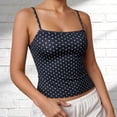 thumbnail image 1 of HCYSFG Women Polka Dot Print Tank Top Square Neck Spaghetti Strap Sleeveless Slim Fit Cami Weekend Casual Wear Basic Top, 1 of 3
