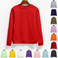 thumbnail image 1 of HCYSFG Women Solid Color Sweatshirt Crewneck Long Sleeve Casual Pullover Fall Winter Fashion Loose Fit Daily Basic Top, 1 of 3