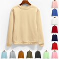 thumbnail image 1 of HCYSFG Women Solid Color Sweatshirt Crewneck Long Sleeve Casual Pullover Fall Winter Fashion Loose Fit Daily Basic Top, 1 of 3