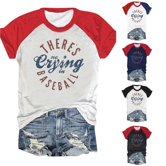 HCYSFG Women's Baseball Graphic Top Raglan Short Sleeve Casual Letter Print Fashion T Shirts Summer Sports Daily Wear Trendy Activewear Sporty Tee