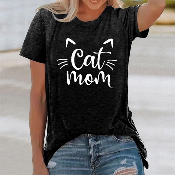 HCYSFG Women's Summer Printed Top Casual Crewneck Short Sleeve T Shirt Fashion Graphic Tee Blouse for Women