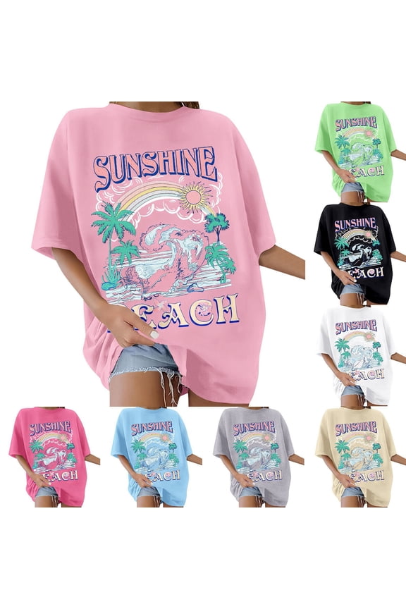 Women's Summer T Shirt Crew Neck Short Sleeve Y2K Style Breathable Loose Fit Top Everyday Casual Tee