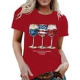 thumbnail image 1 of HCYSFG Womens 250th Anniversary t shirt Wine Glass Print top Independence Day Crew Neck Casual Patriotic July 4th Celebration Style tee, 1 of 4