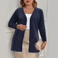 thumbnail image 1 of HCYSFG Womens 3/4 Sleeve Cardigan Open Front Draped Neck Loose Fit Lightweight Sweater Everyday Layering Cover Up Tops, 1 of 5