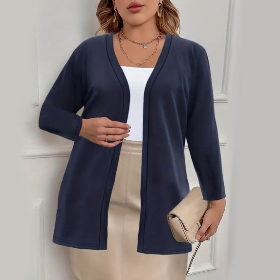 HCYSFG Womens 3/4 Sleeve Cardigan Open Front Draped Neck Loose Fit Lightweight Sweater Everyday Layering Cover Up Tops