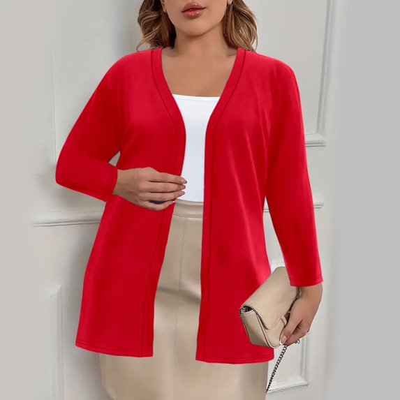 HCYSFG Womens 3/4 Sleeve Cardigan Open Front Draped Neck Loose Fit Lightweight Sweater Everyday Layering Cover Up Tops