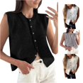 thumbnail image 1 of HCYSFG Womens Button Front Vest Round Neck Sleeveless Scallop Hem Relaxed Fit Knit Cardigan Preppy Everyday Layering Tops, 1 of 4
