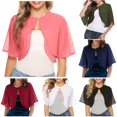 thumbnail image 1 of HCYSFG Womens Chiffon Shrug Open Front Short Sleeve Cropped Sheer Fit Formal Wedding Evening Bolero Layering Cardigan, 1 of 9