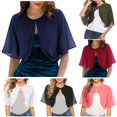 thumbnail image 1 of HCYSFG Womens Chiffon Shrug Open Front Short Sleeve Cropped Sheer Fit Formal Wedding Evening Bolero Layering Cardigan, 1 of 6