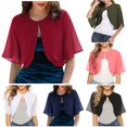 thumbnail image 1 of HCYSFG Womens Chiffon Shrug Open Front Short Sleeve Cropped Sheer Fit Formal Wedding Evening Bolero Layering Cardigan, 1 of 6