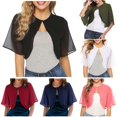 thumbnail image 1 of HCYSFG Womens Chiffon Shrug Open Front Short Sleeve Cropped Sheer Fit Formal Wedding Evening Bolero Layering Cardigan, 1 of 5