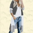 thumbnail image 1 of HCYSFG Womens Color Block Cardigan Sweater Open Front 3/4 Sleeve Longline Design Loose Fit Lightweight Everyday Layering Tops, 1 of 4
