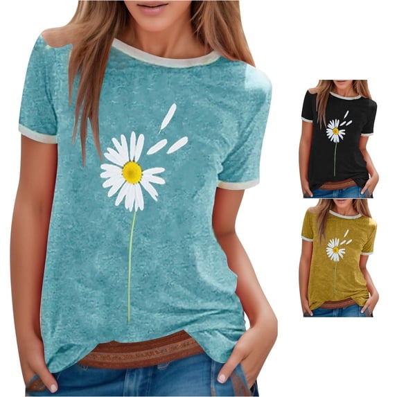 HCYSFG Womens Color Block Print T Shirts Crewneck Short Sleeve Patchwork Design Casual Tees Loose Fit Classic Everyday Summer Tops